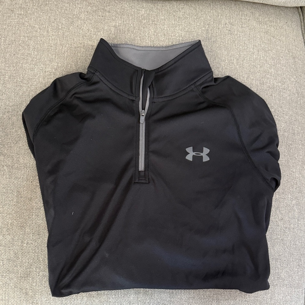 Under Armour Black and Gray Quarter-Zip Pullover
